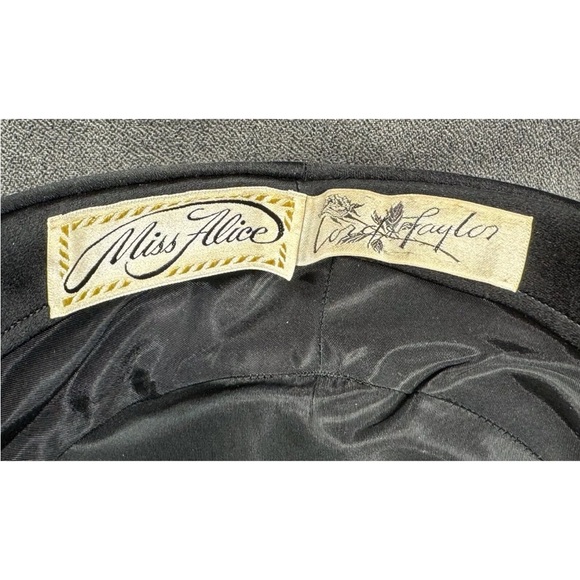 Vintage Black Satin Hat with Bow Miss Alice by Lord Taylor Church Derby Fancy - Picture 8 of 13